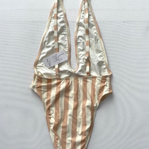 Dippin Daisy's Striped Swimsuit Rose Pale  / Off White - Picture 2 of 4